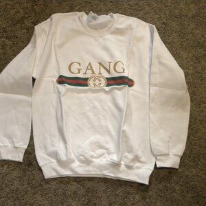 Women Size Medium - "New" White GANG Pullover Sweatshirt by Gildan